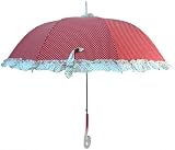 Ruffled Canopy Polka-Dot Anti-UV Parasol Umbrella in Red or Black