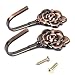 2pcs Vintage Rose Curtain Tieback Tassel Hooks Door Wall Hook Antique Copper