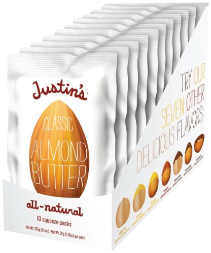 Justin's Nut Butter Natural Classic Almond Butter 10 Count Squeeze Packs, 11.5-Ounce Boxes (Pack of 3)