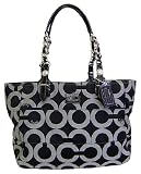 Coach Signature Tribeca Op Art Book Bag Purse Tote Black White