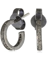 Zoe Chicco "Noir" Oxidized Sterling Silver Diamond Huggie Hoop Earrings