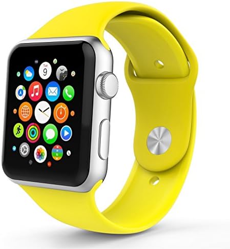 Apple Watch Band, HBBRO Soft Silicone Fitness Replacement Sport Band for 42mm Apple Watch All Models,Yellow (3 Pieces of Bands Included for 2 Lengths)