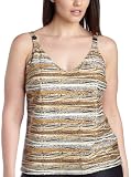 Profile by Gottex Women s Out Of Africa Scoop Neck Tankini Top,Multi,16W