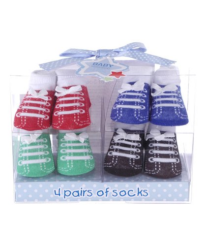Baby Socks Gift Set- 4 Pairs (Sneakers – High Tops Boy)