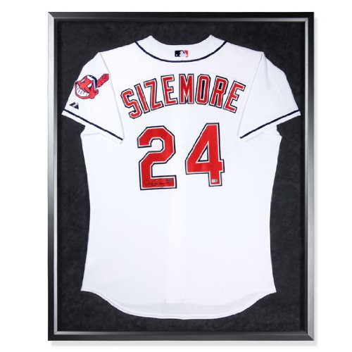 Grady Sizemore Autographed Cleveland Indians Home/White Jersey - Framed (UDA)