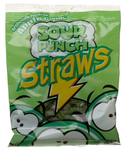 Sour Punch Straws Apple, 4.5-Ounce Bag (Pack of 12) by Sour Punch