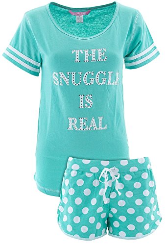 Love Loungewear Juniors Sports Style Top Cotton Short Pajamas