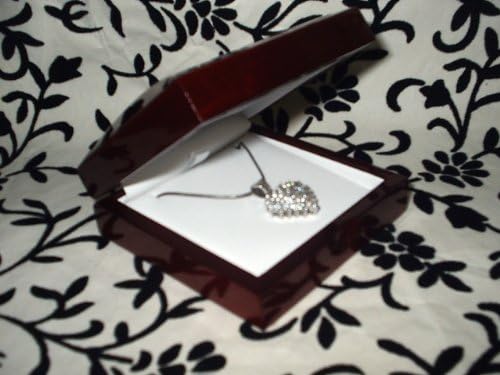 NEW FANCY TOP QUALITY GENUINE GLOSSY MAHOGANY CHERRY WOOD NECKLACE PENDANT GIFT BOX