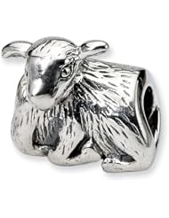Sterling Silver Reflection Beads Collection Lamb Bead Charm 4mm Hole (fits 3mm European Style Charm Bracelets)