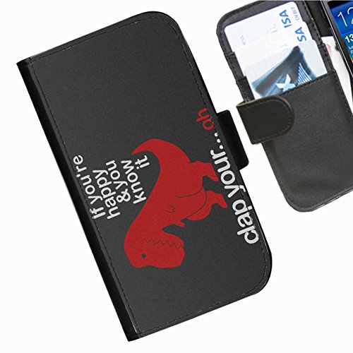 Hairyworm – Funny, Dinosaur Apple Iphone 6, 6S Plus leather side flip wallet cell phone case, cover