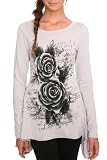 Grey Glitter Rose Flow Top
