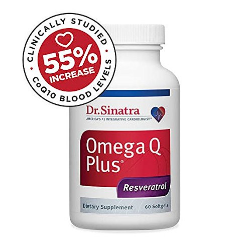 Dr. Sinatra's Omega Q Plus Resveratrol and CoQ10 Supplement for Anti-Aging and Heart Health, Clinically Studied and Shown to Increase CoQ10 Blood Levels by 55%, 60 Softgels (30-Day Supply)