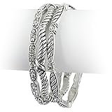 Silvertone Designer Multi Band Stretch Bracelet Fashion Jewelry