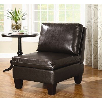 Armless Accent Sofa Chair Brown Leatherette