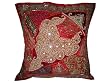 Vintage Sari Patchwork Cushion Covers Zardozi Beaded Floor Pillow Cover 24 Inch