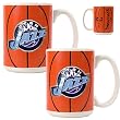 Utah Jazz 2pc Ceramic Gameball Mug Set - Primary Logo NBA Basketball