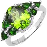 3.10 ct. t.w. Peridot and Chrome-Diopside Ring in Sterling Silver