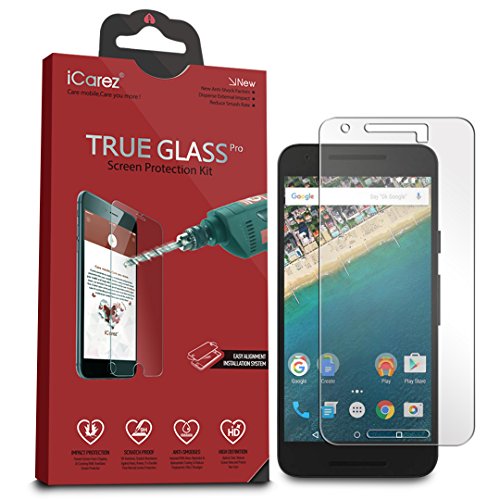 iCarez [Tempered Glass] Screen Protector for LG Google Nexus 5X Easy Wing Installation with Lifetime Replacement Warranty - Retail Packaging 2015