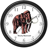 Wooly Mammoth Elephant Dinosaur Animal Wall Clock by WatchBuddy Timepieces (Black Frame)