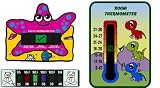 Pack of Dinosaurs Nursery Room Thermometer, Starfish Bath Thermometer and Forehead Thermometer for Baby