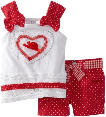 Nanette Baby-Girls Infant 2 Piece Knit Shirt, Red, 12 Months