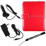 Premium Bundle: Red Leather Cover Carrying Case, Car Charger, Wall Charger, and 4-Inch eBigValue TM Determination Hand Strap for the Sony Reader eBook Touch Edition PRS-600