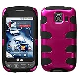 LG Optimus S (ls670) Fishbone Hybrid Shell Protector Cover Case - Hot Pink/ ....