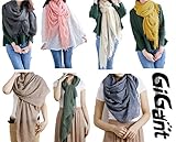 ギグアント（GiGant) レディース ストール 春夏 黒 白 桃 紺 黄 緑 茶 薄手 綿 ナチュラル カジュアル