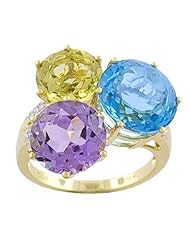 14 Karat Yellow Gold Multi Color Diamond Accent Size 7 Ring