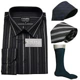 Mens Eterno Italy long sleeve dress shirt, 2 ties and socks set. Neck Size: 18 - Very high quality 4 pieces set featuring a full button up dress shirt with impeccable style and cutting, 2 matching ties and a pair of socks.  Great designer set to wear for work or various formal occasions.