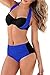 EVALESS Womens Halter Neck Color Block Padded Push Up Bikini Set Swimsuit