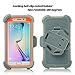 ULAK S6 Edge Case, Galaxy S6 Edge Case, Hybird Rugged and Silicone Protective Cover with Kickstand and Belt Clip Holster for Samsung Galaxy S6 Edge (Orange + Gray) Will not Fit S6 Edge Plus
