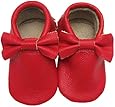 Sayoyo Baby Red Bow Tassels Soft Sole Leather Infant Toddler Prewalker Shoes (12-18 Months/6-6.5 M US Toddler, Red)