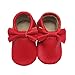 Sayoyo Baby Red Bow Tassels Soft Sole Leather Infant Toddler Prewalker Shoes (12-18 Months/6-6.5 M US Toddler, Red)