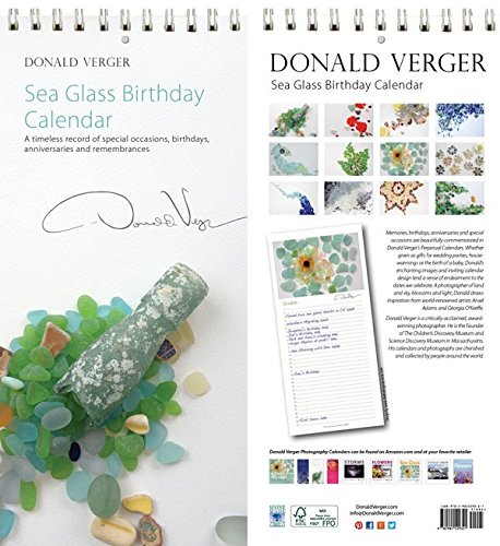 Sea Glass Birthday & Anniversary Perpetual Calendar. 5x11. Unique Nature Gifts. Best Quality Birthday, Christmas, Valentines Day & Mother's Day Gifts for Women & Men & Kids.