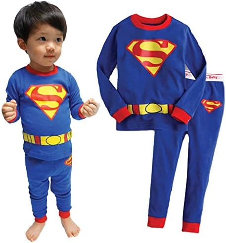 Boys Pajamas 'Superman' Cotton 2 Piece Long Sleeve Pajamas Set 2T-7T