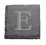 JK Adams Set of Four 4-Inch Square Monogrammed Slate Coasters, E
