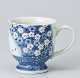 友禅高台マグ(ブルー)　【マグカップ 美濃焼】