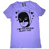 DC Comics Batman Strong Silent Type Purple Juniors T-shirt