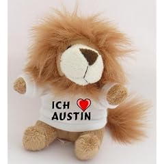 Pl�sch L�we Schl�sselhalter mit einem T-shirt mit Aufschrift mit Ich liebe Austin