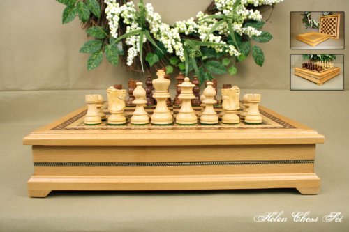 Helen 15 Chess Set in Solid Hard Wood with Weighted Pieces