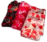 Romantic Pink and Red Heart Valentine Satin Scarf in Black