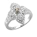 14k Gold Heart White and Chocolate Brown Diamond Ring / Band, Size 7 (HI, I, 0.26 carat)