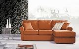 Contemporary Orange Twill Fabric Sectional Sofa