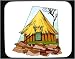 Decorated Mouse Pad with hut, village, community