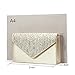 Anladia Large Ladies Evening Satin Bridal Diamante Clutch Bag Prom Envelope Handbag