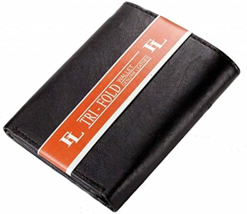 Wallet New Mens Trifold Leather Wallet Multi Pockets Classic Style Card ID Lambskin-Black