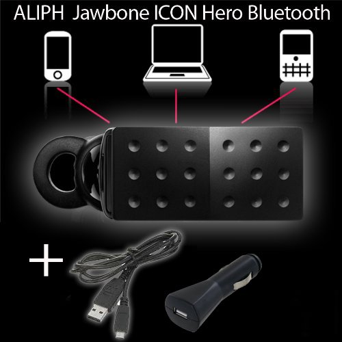 Jawbone ICON Series Hero Bluetooth Headset + Bonus FREE Car Charger + DBRoth Micro Fiber Cloth