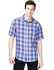 Blue Harbour Pure Linen Bold Checked Shirt