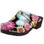 Cape Clogs Women's Gerber Daisy Wooden Swedish Clog,Black/Multi color,7.5 M US